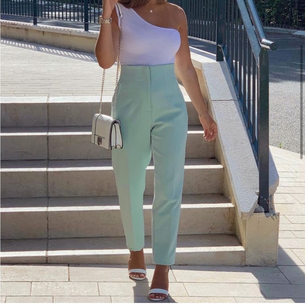 Zara high waisted mint green pants